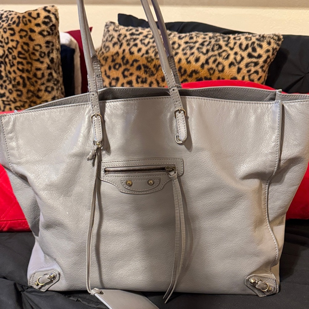 Balenciaga Light Gray Leather Tote